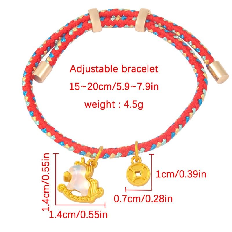 Year of the Horse Chinese Red String Bracelet, Adjustable Lucky Charm Brace – 02