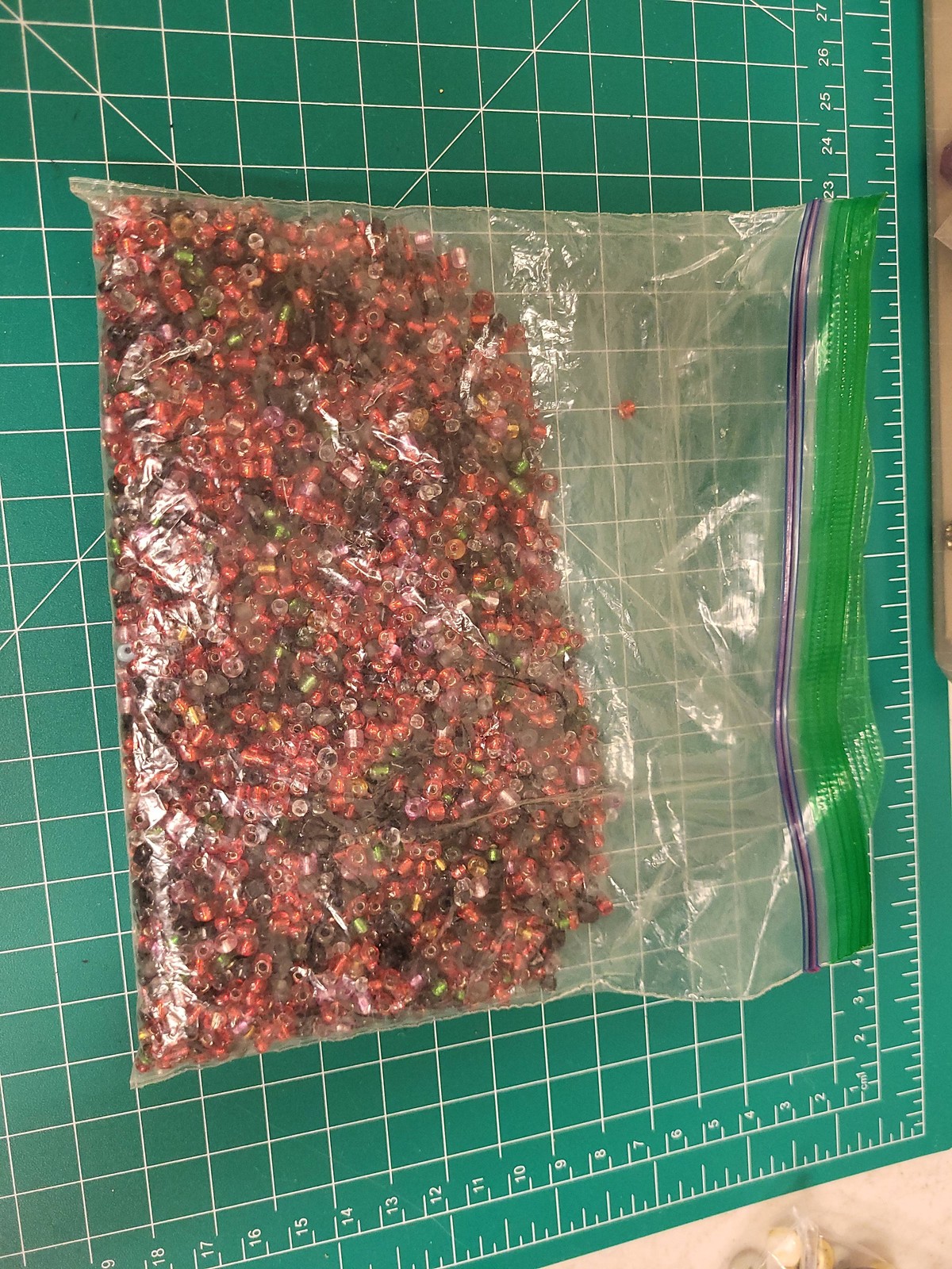 Mixed Seed Beads Lot Red Black Green Iridescent Jewelry Making Craft Supply