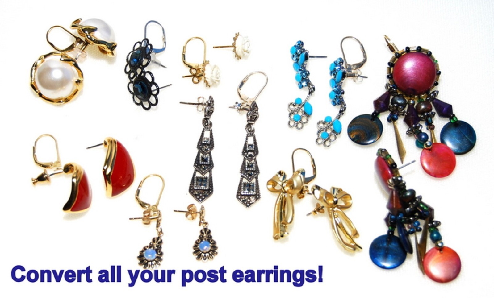Earring Converter for pierced ears Converts Post earring to Lever-back Earrings