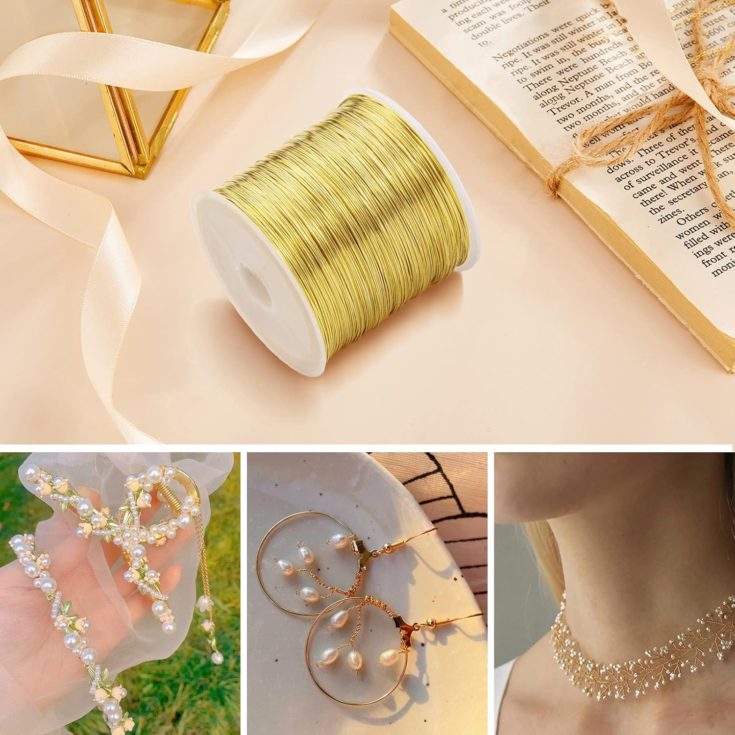 [328 Feet]28 Gauge Craft Wire Jewelry Wire 100M/0.3Mm Gold Plated Thin Brass Wir