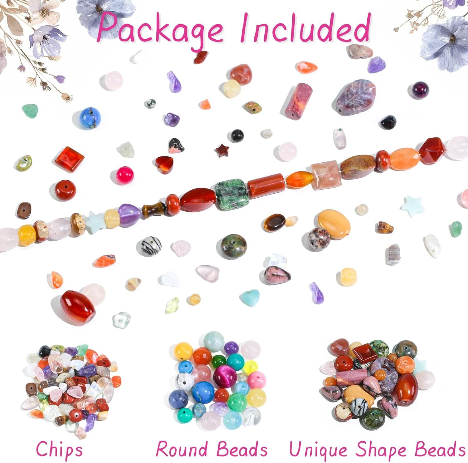 Assorted Beads for Jewelry Making, Mixed Bulk Natural Stone Beads for Crafts …