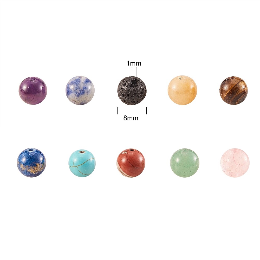 200x Gemstone Round Loose Crystal Spacer Beads Stone for DIY Jewelry Making