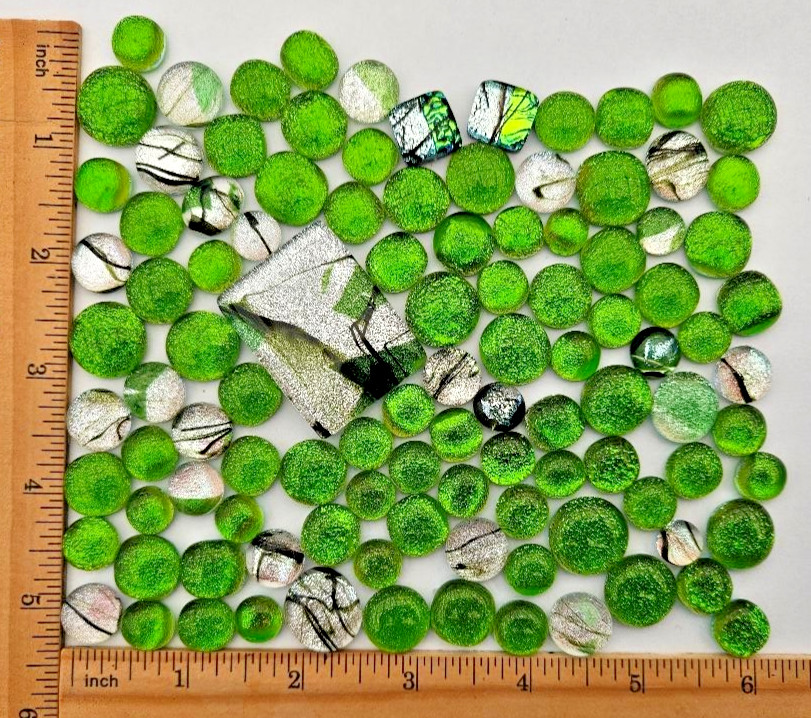 100 Plus Assorted Handcrafted Dichroic Glass Cabochons/Lot/Jewelry Making/COE 90
