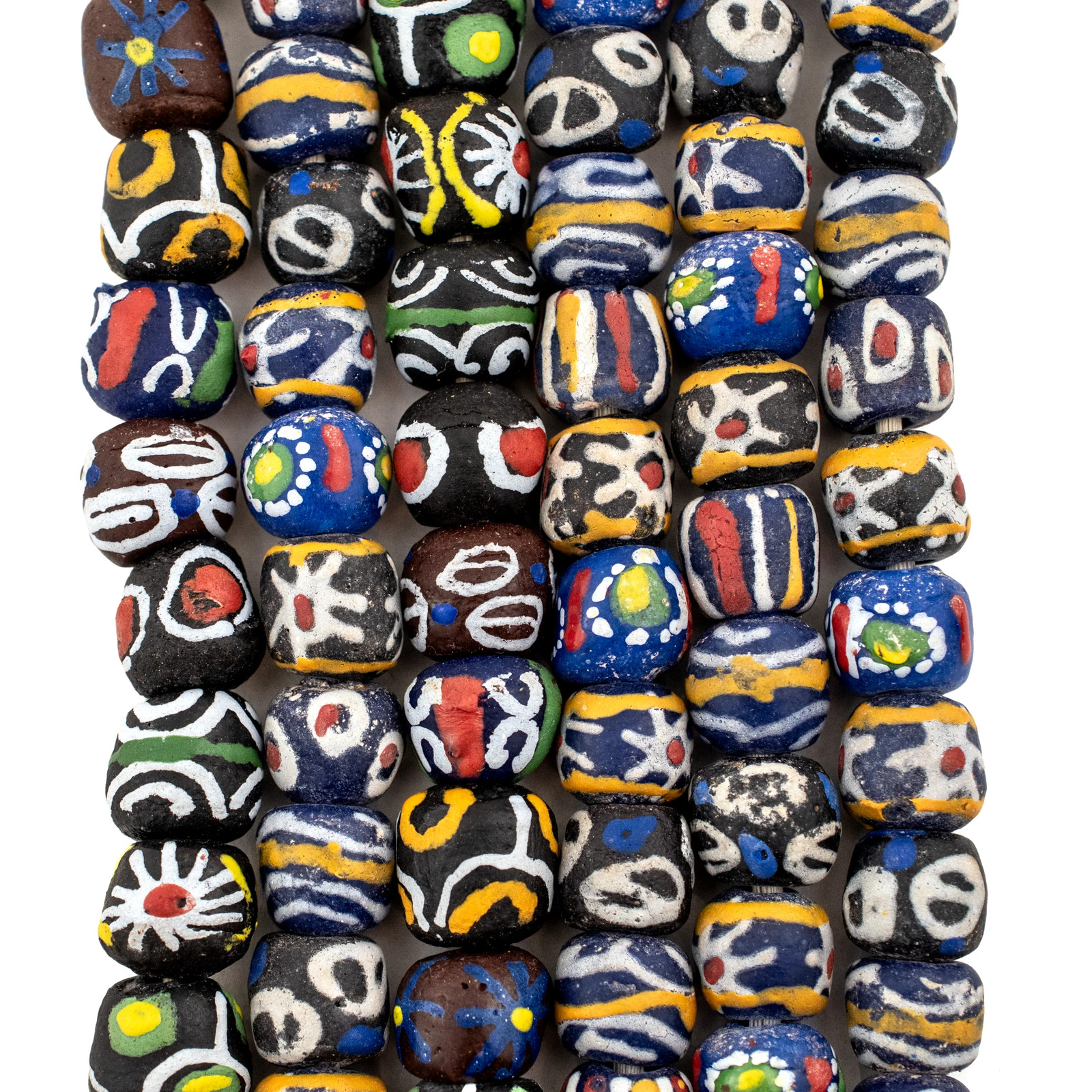 Kabeela Mixed Krobo Beads 13mm Ghana African Multicolor Round Glass Large Hole