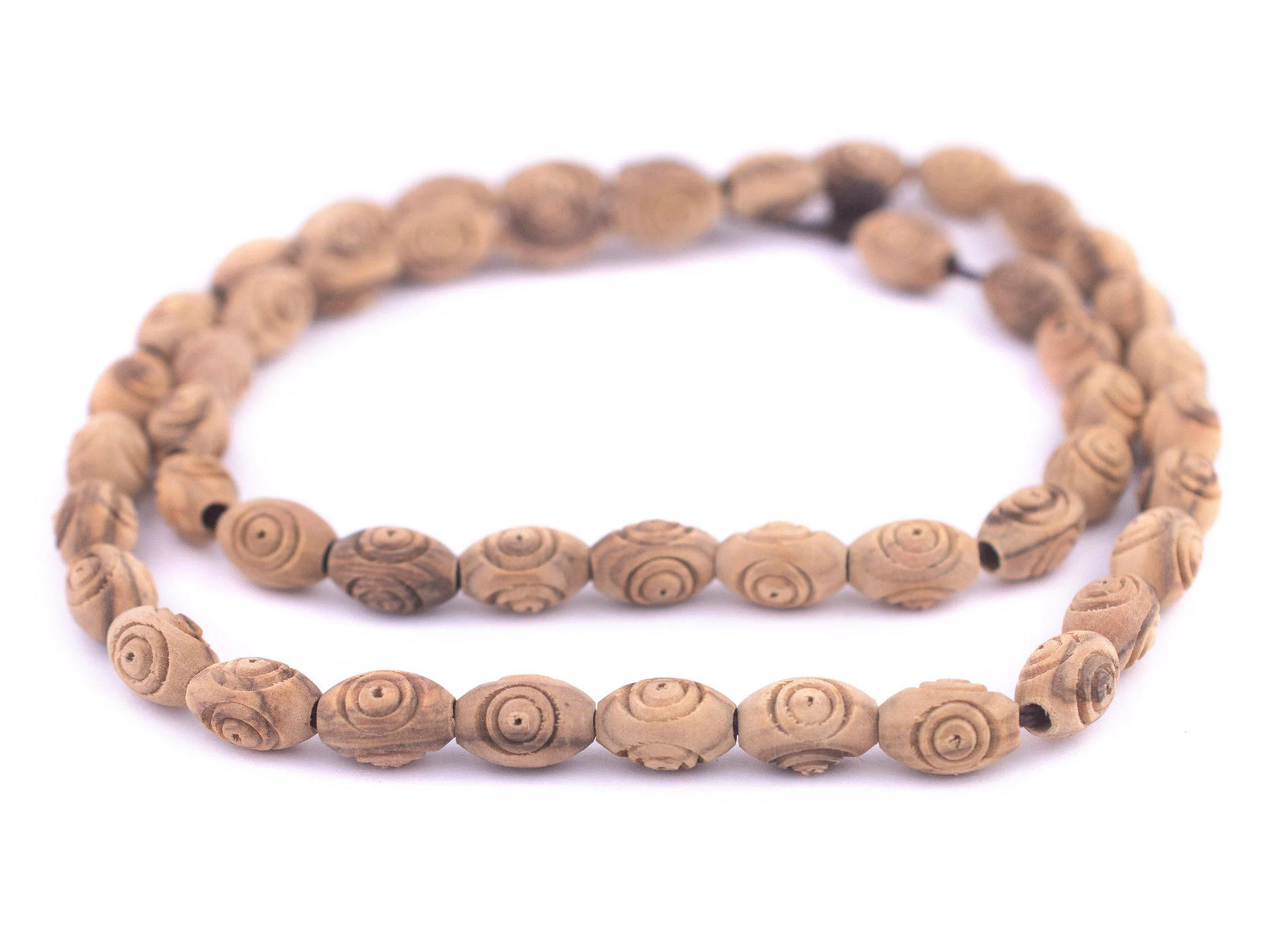 Carved Oval Olive Wood Beads from Bethlehem 12x8mm Middle East Brown Large Hole