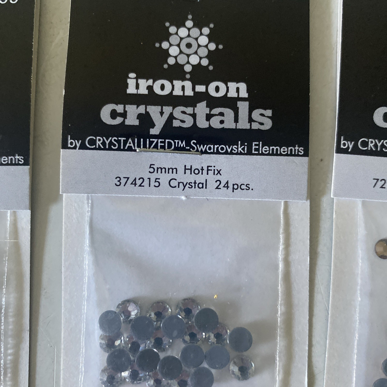 Lot of 8 Packs of Iron on Swarovski Elements Flat Back Crystals –