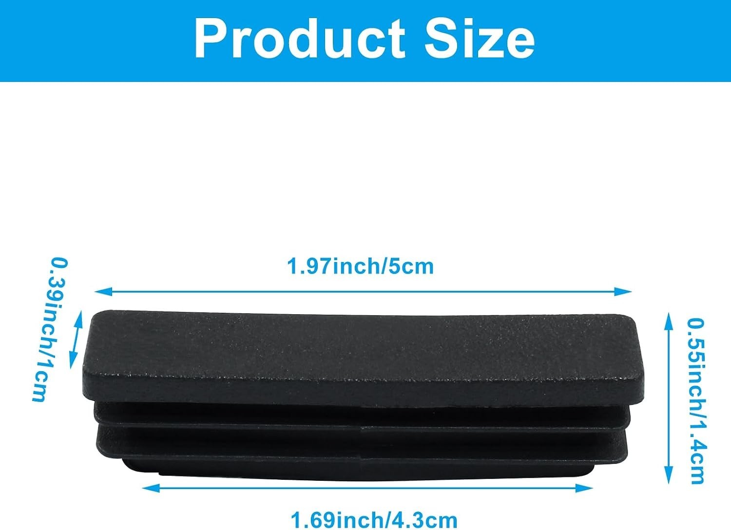High-Quality 20 Count Rectangular End Caps – 2” x 0.4” for Furniture & Equipment