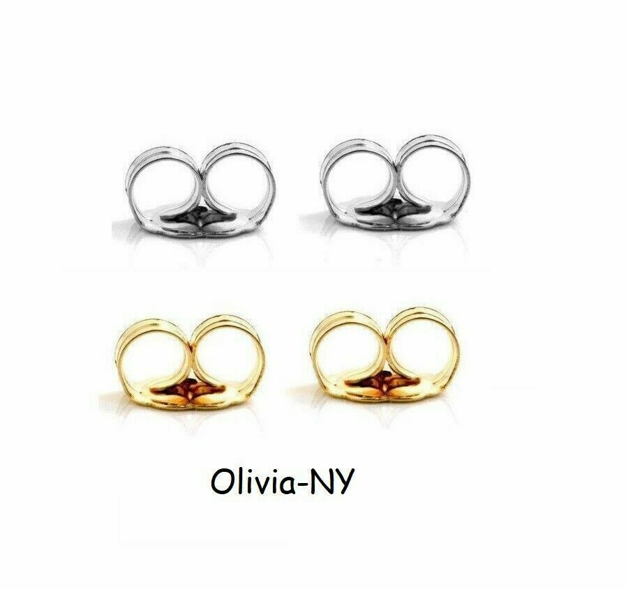 14K Yellow Or White Solid Gold Earring Backs 1 Pair Butterfly Medium Sized 4×4
