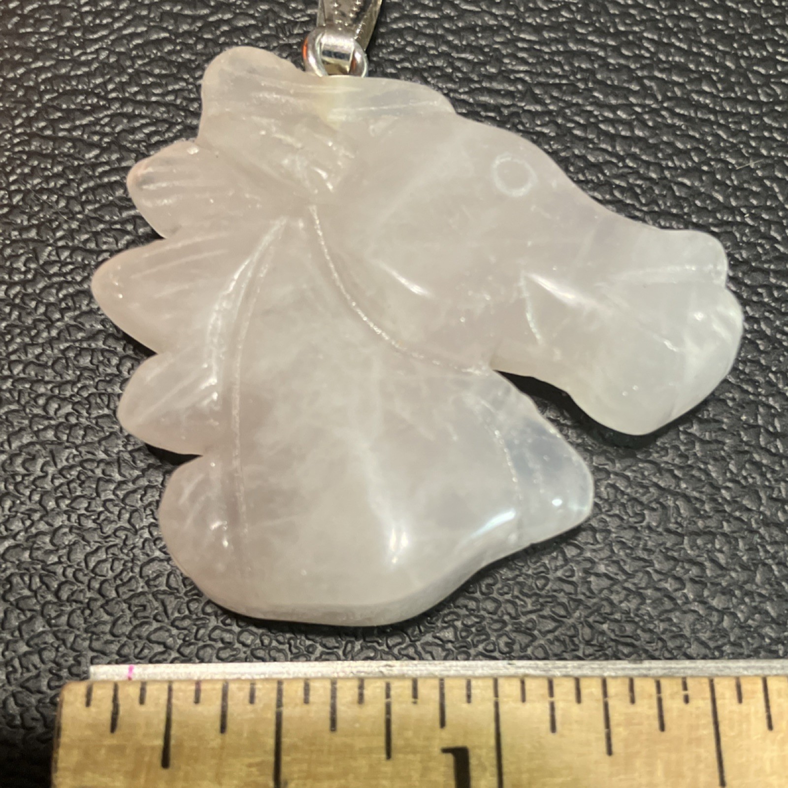 Rose Quartz Horse Head Carved Stone Pendant Animal Pink 2” 18.5 grams