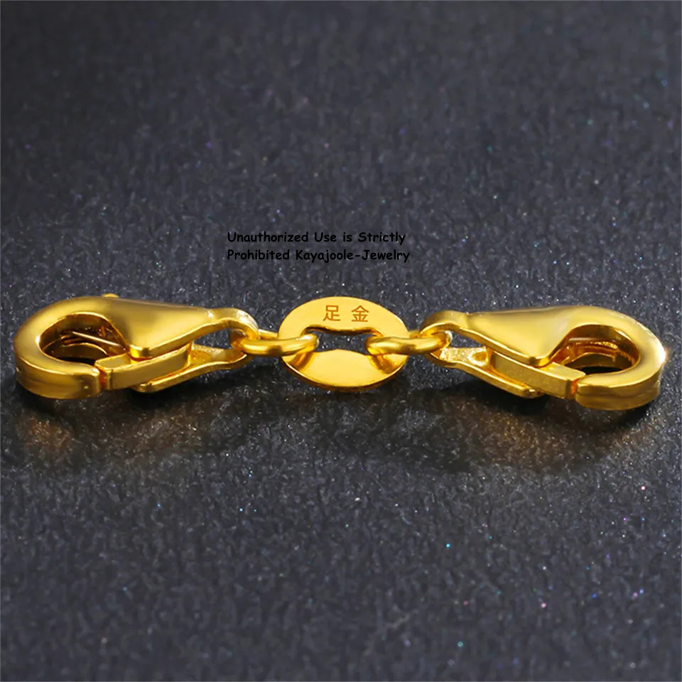 Pure 999 24K Yellow Gold Lobster Clasp Extend Connector Diy For Chain 0.24in H