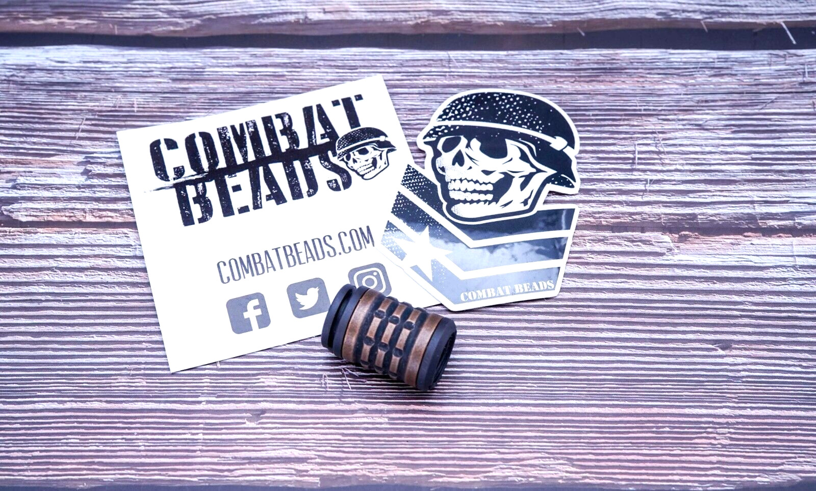 Combat Beads Full Size V2 MOAB Bead, Blackened Titanium W/Aged Brass
