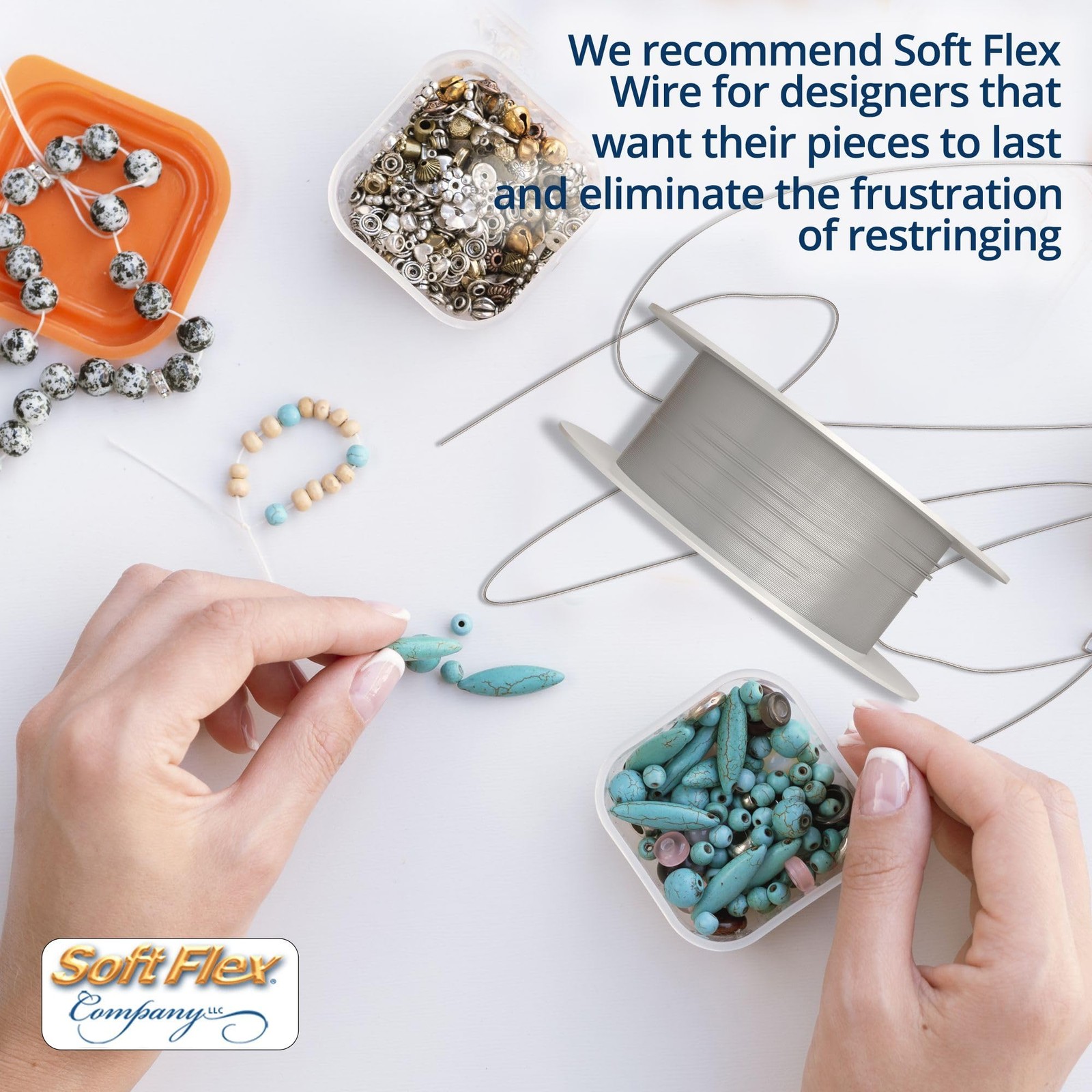 Soft Flex 49 Strand Beading Wire, Medium 0.019 100 Feet, Satin Silver