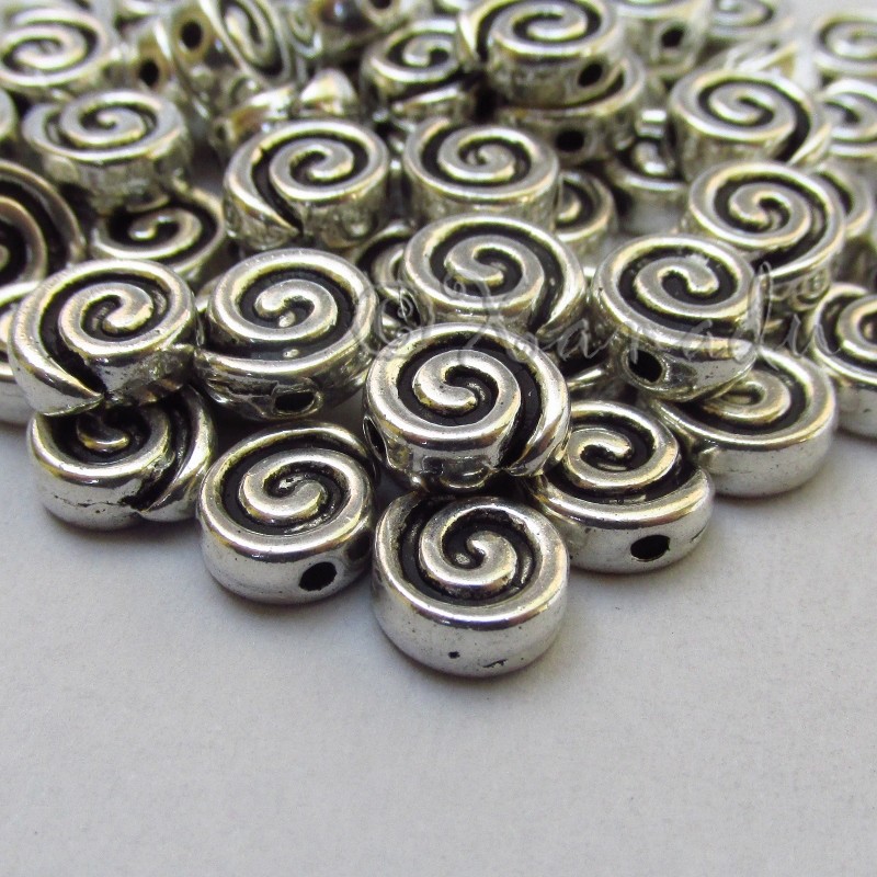 Spiral Beads – 9mm Antiqued Silver Plated Spacer Beads B3157 – 20, 50 Or 100PCs
