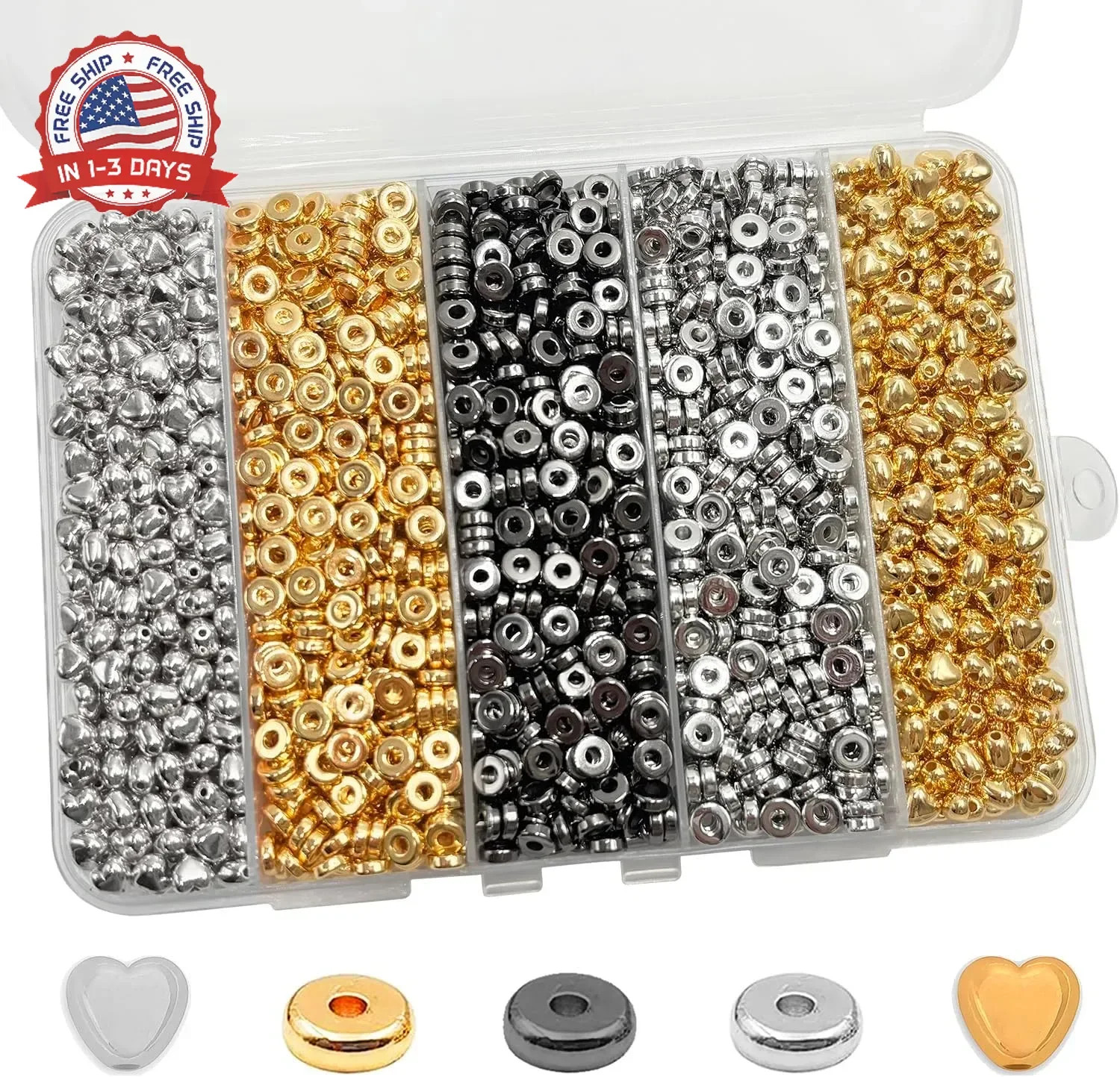 6mm Flat Round Spacer Beads, Clay Beads for Bracelets Making Kit, Heishi Polymer
