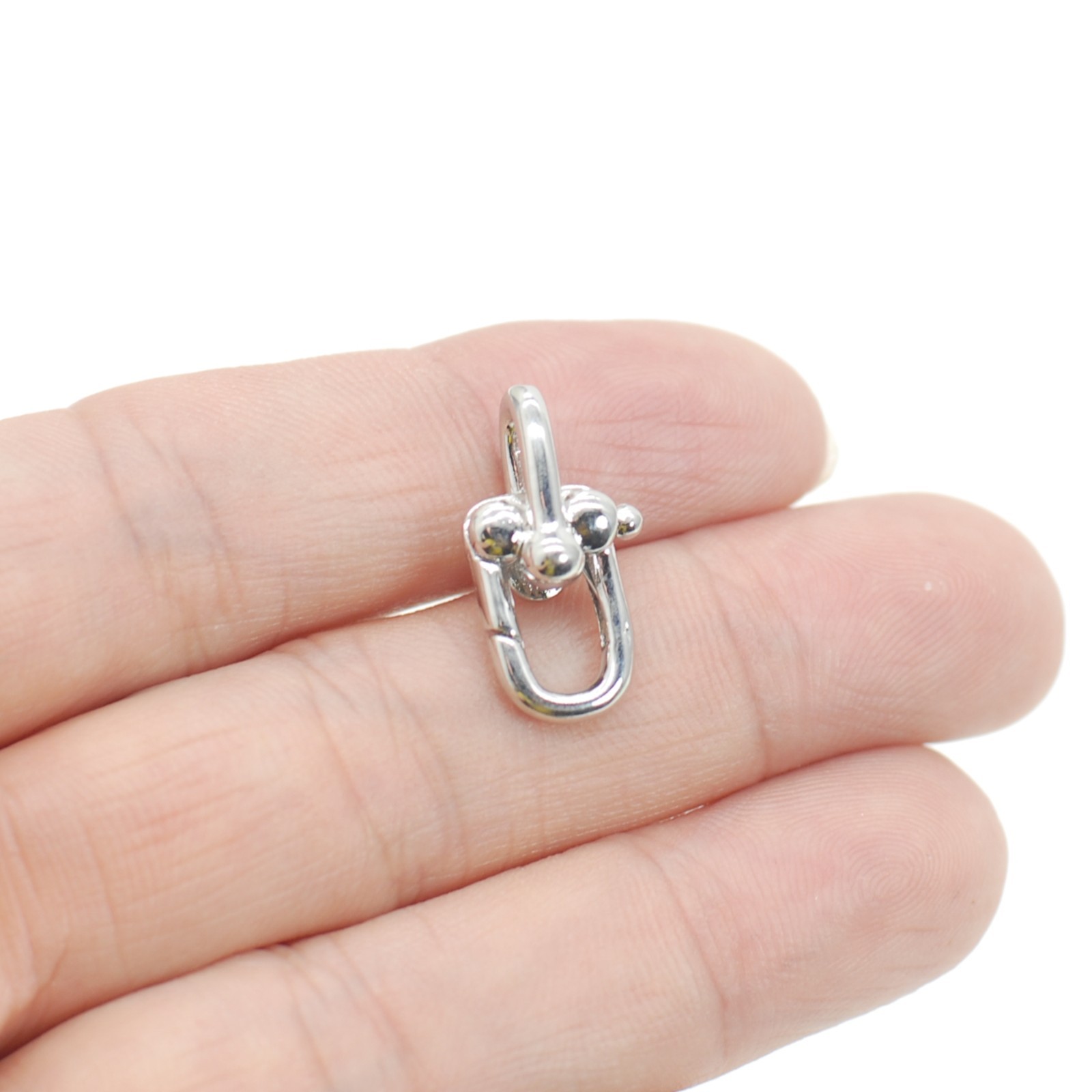 1PC Rhodium Plated Brass Link Carabiner Clasps, Push In Closure Connector GBF122