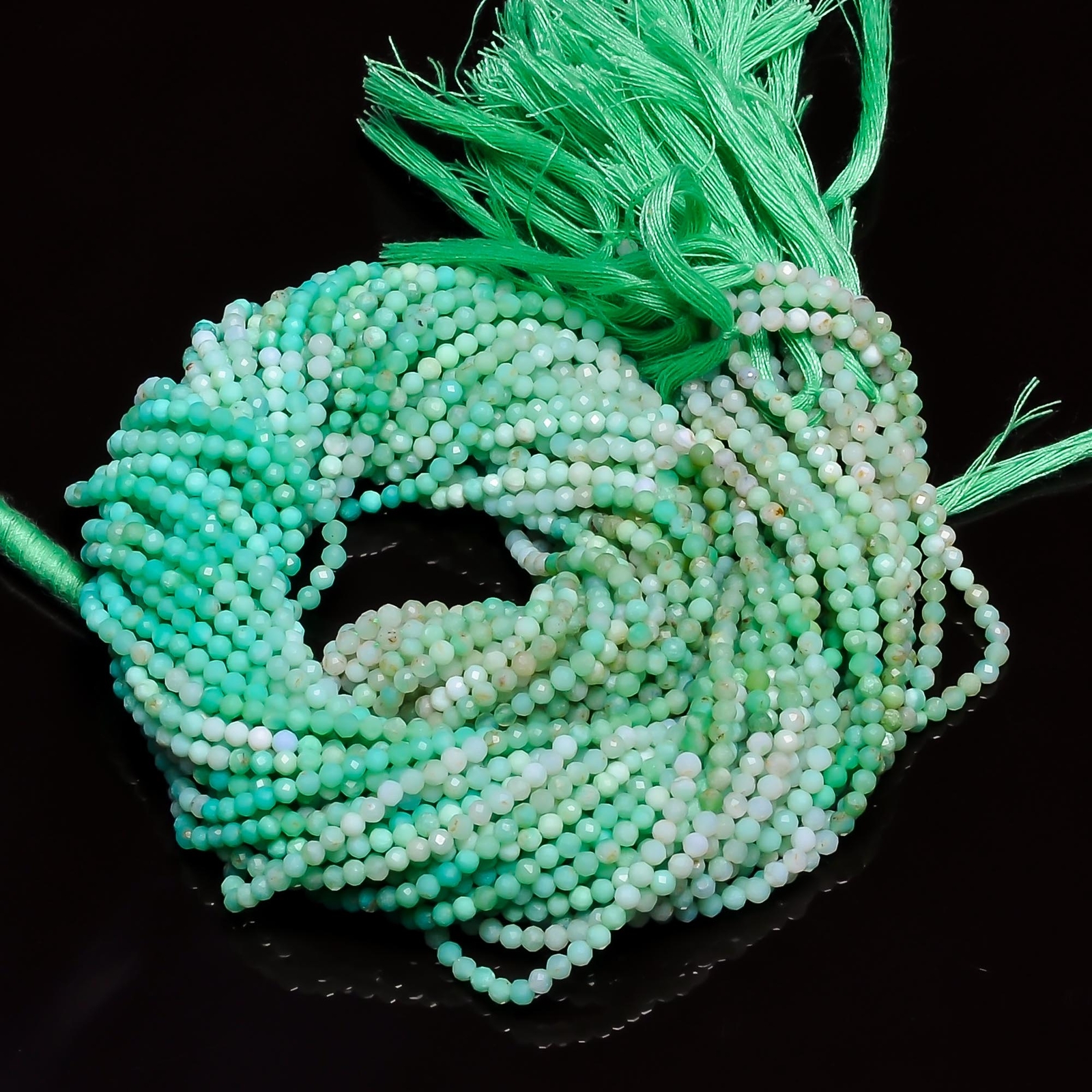 Natural Chrysoprase Gemstone Round Israel Cut Beads 2.5 mm Strand 13″ GB-107