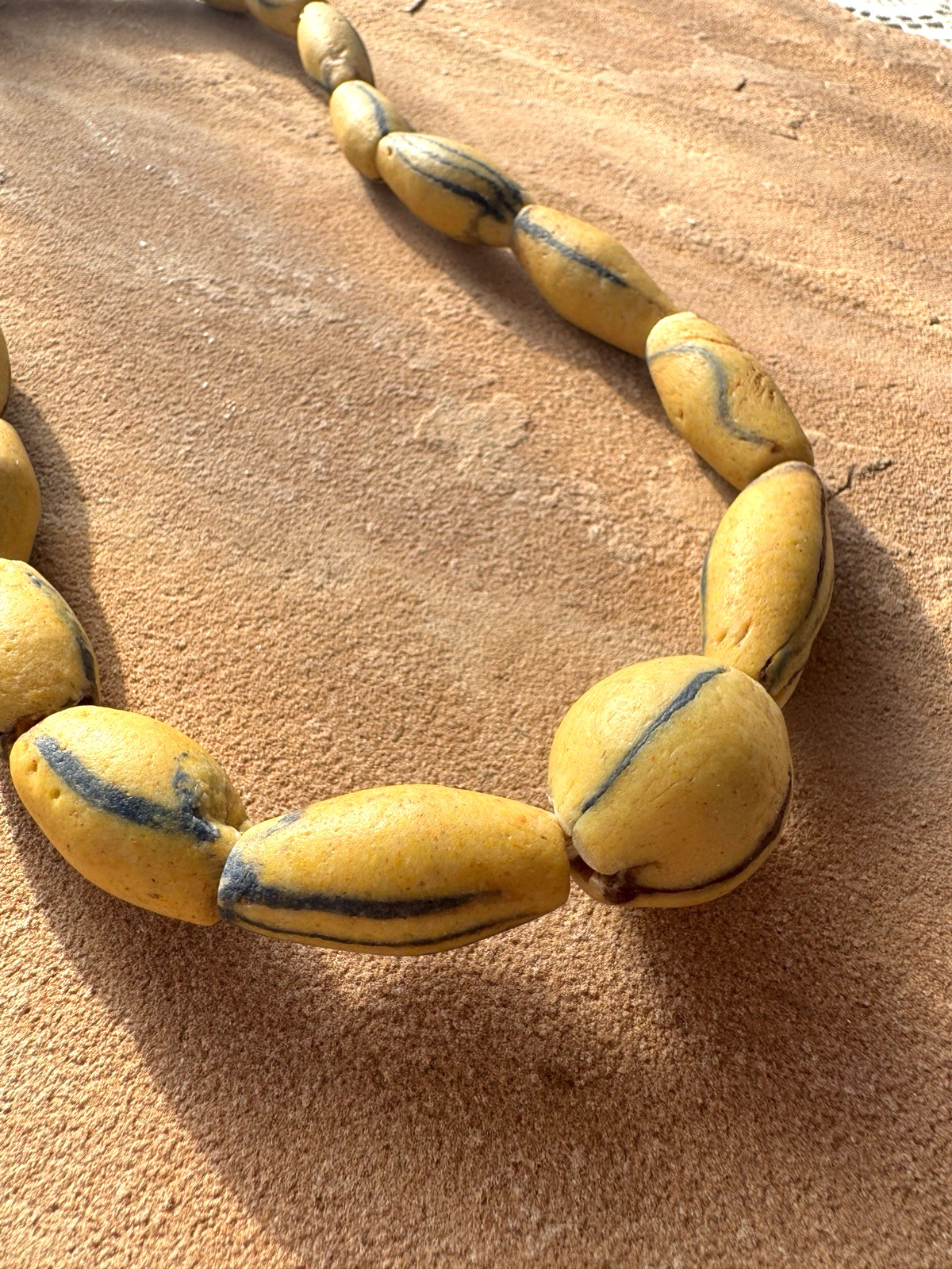 Vintage African Trade Beads Mustard Yellow Powder Glass Beads 28″ Strand