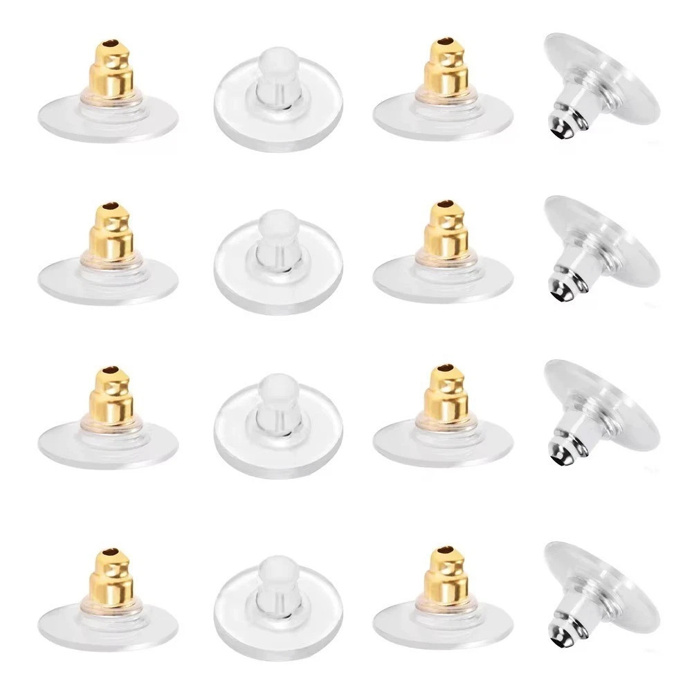100Pcs Fishhook Earring Backs Silver Gold Bullet Clutch Backs for Pierced Earrin