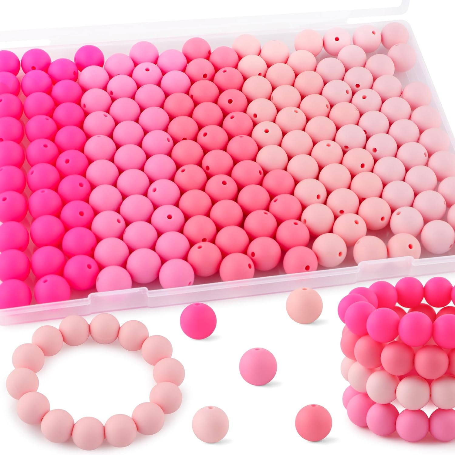 150Pcs Silicone Beads 15mm Mix Color, Bulk Silicone Beads 15mm for Keychain Pens