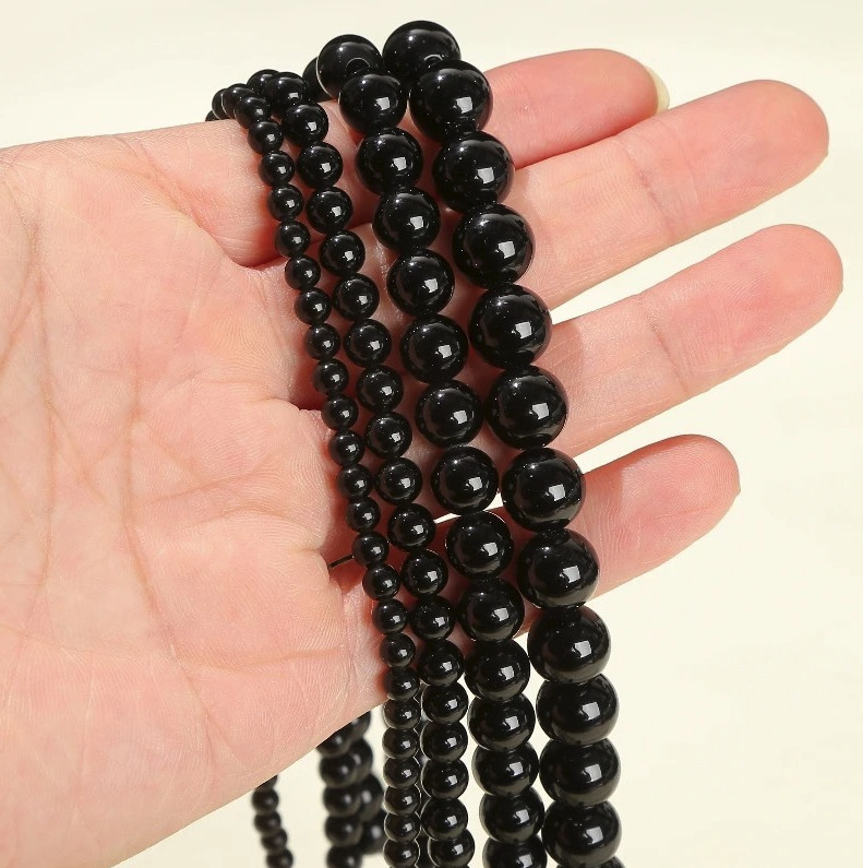 Natural Black Obsidian Round Beads 4/6/8/10mm Polished DIY Jewelry – NEW