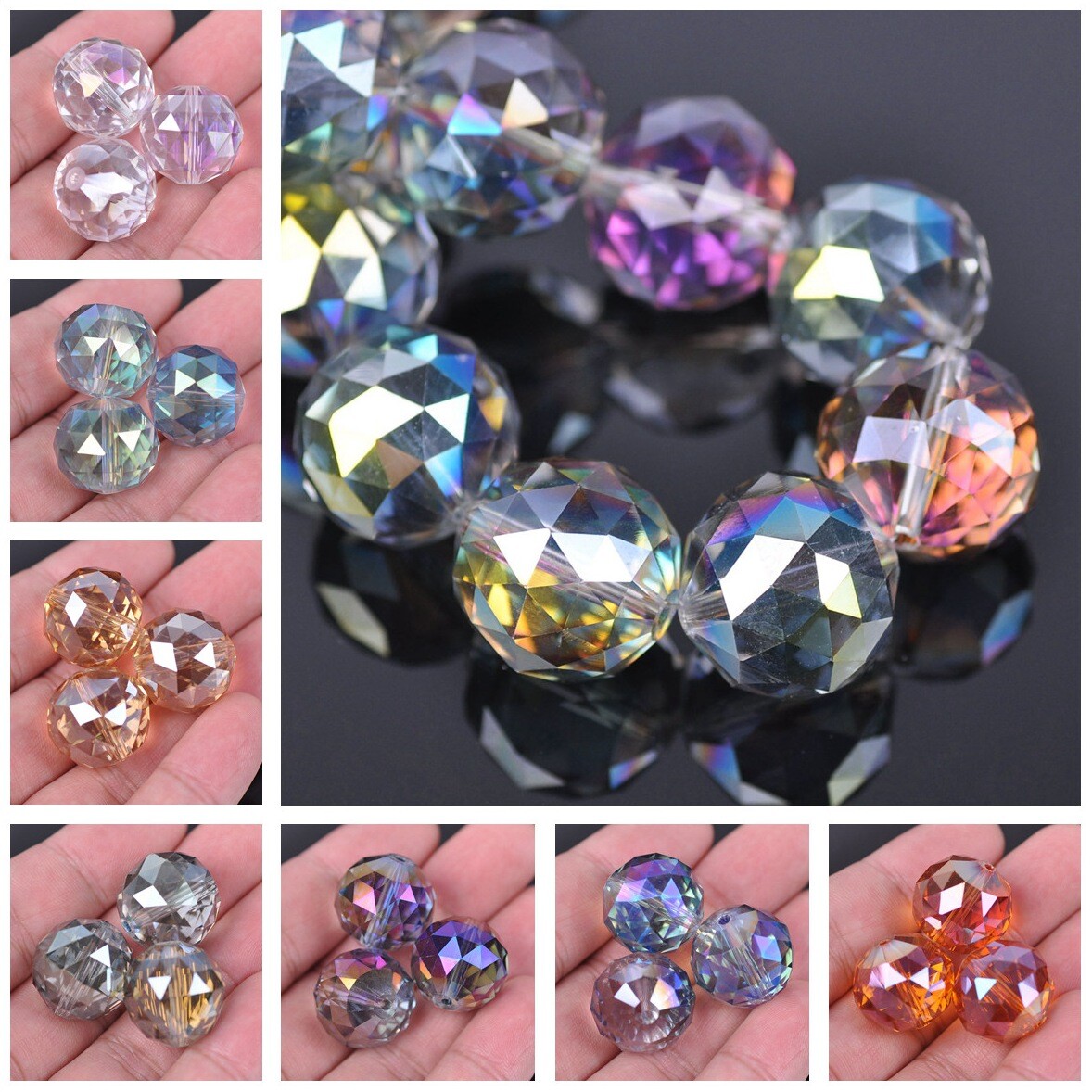 20mm Round Faceted Crystal Glass Loose Ball Crafts Beads for Jewelry Making