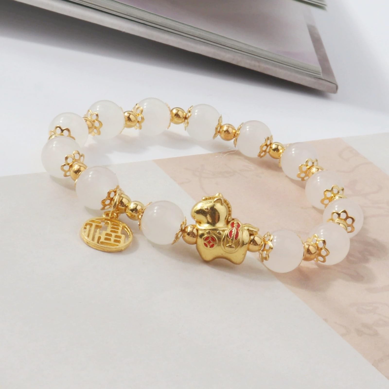 Chinese New Year Horse Beaded Bracelet Colorful Crystal Feng Shui Bracelet 2028