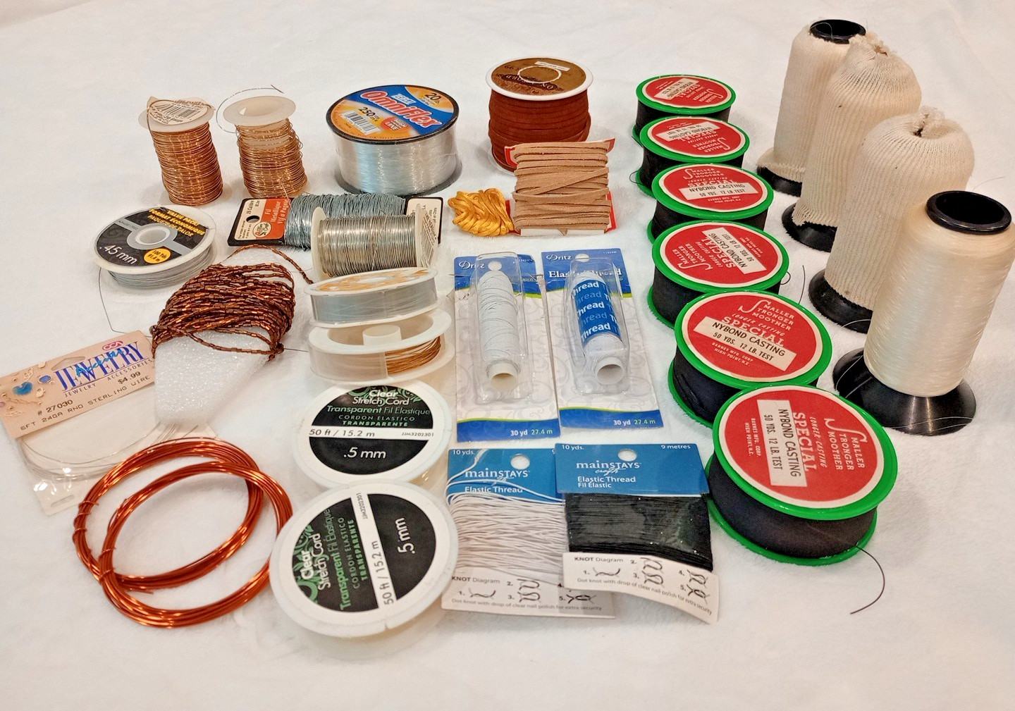 Jewelry Stringing Supplies Lot Wire Cord Thread Monofilament Nybond