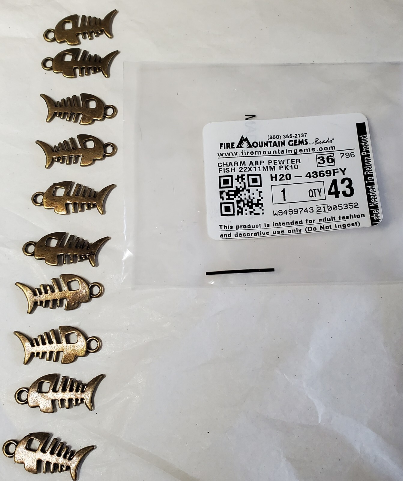 Fire Mountain Gems&Breads Fish Themed Charms Lot Of 6 Types 43 Pieces