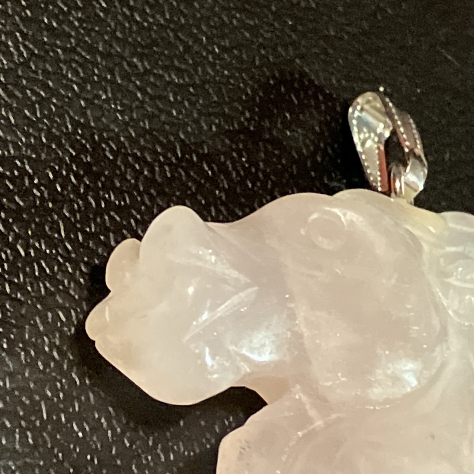 Rose Quartz Horse Head Carved Stone Pendant Animal Pink 2” 18.5 grams