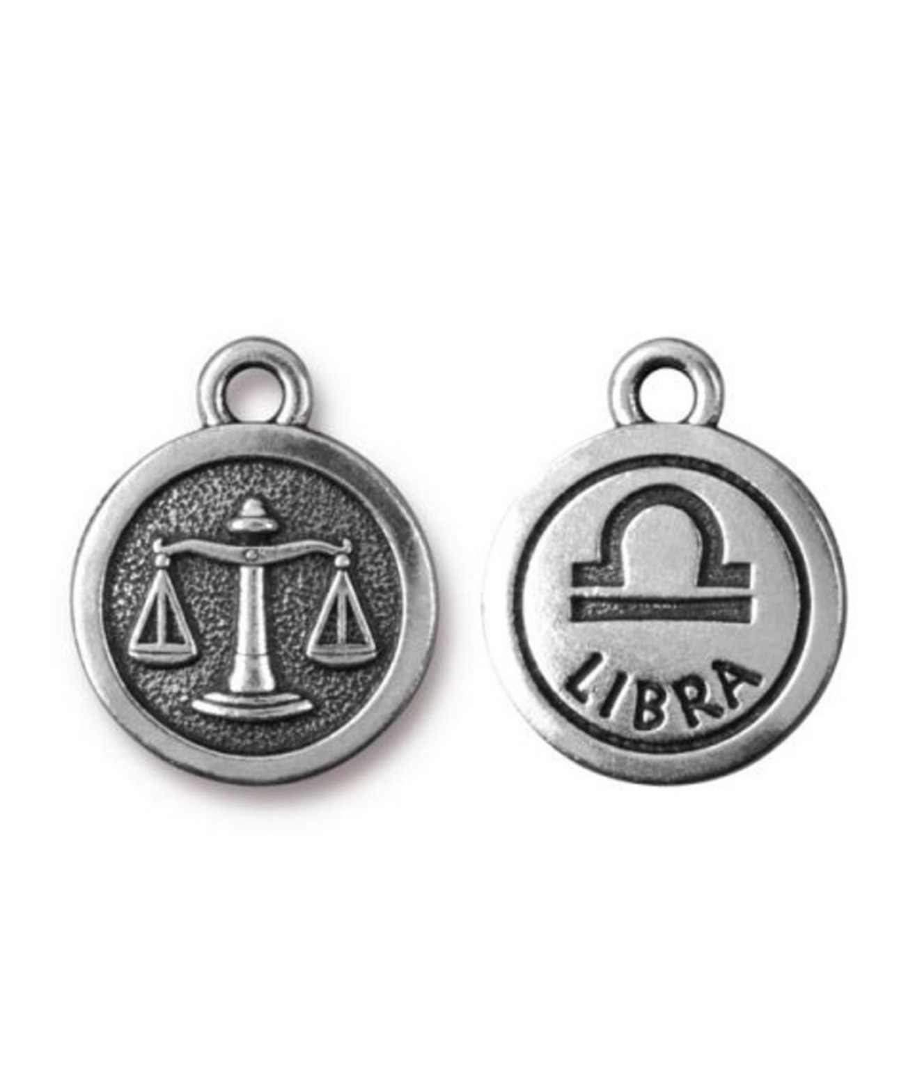 TierraCast Antique Fine Silver Plated Pewter Charms Zodiac Signs Two Sided New