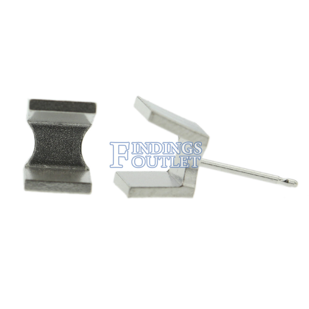 14k White Gold Round Princess Stud Earring Mounting Setting Push Back Post