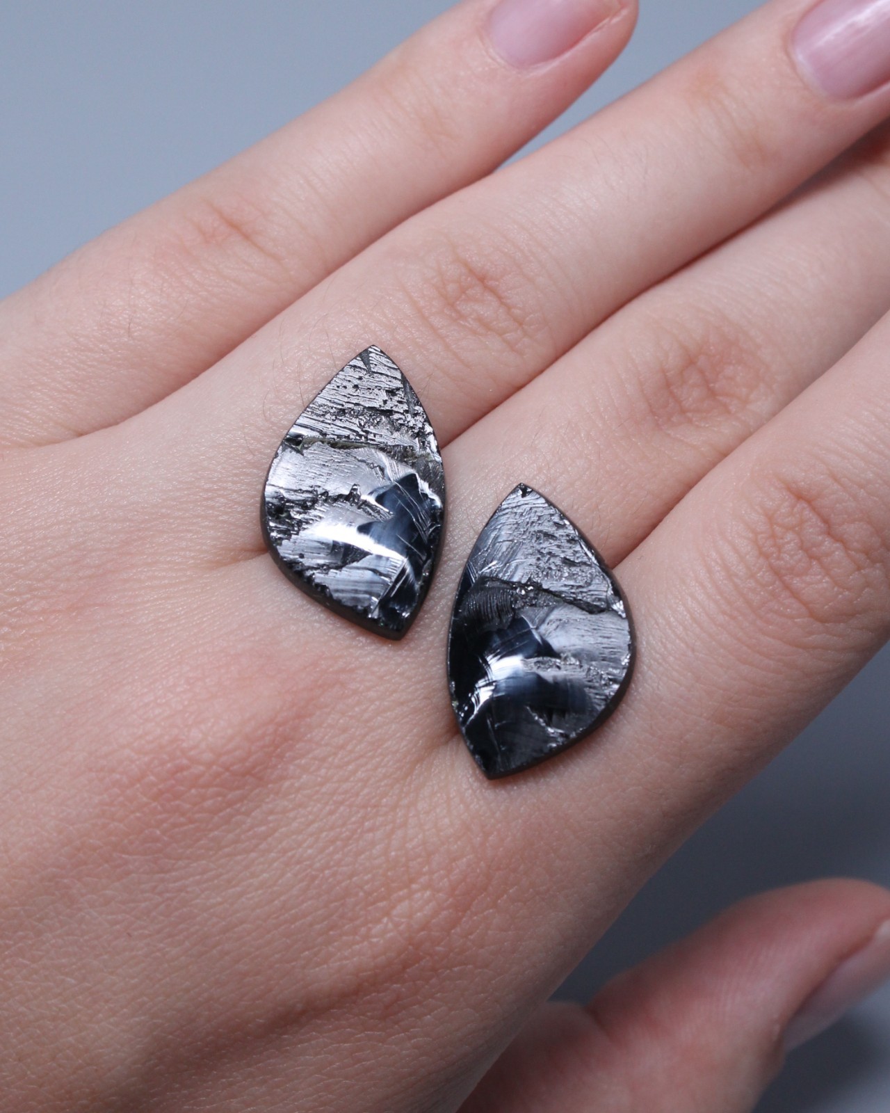 Black Spinel Natural Pleonaste Rare cabochon pair Thailand Kanchanaburi