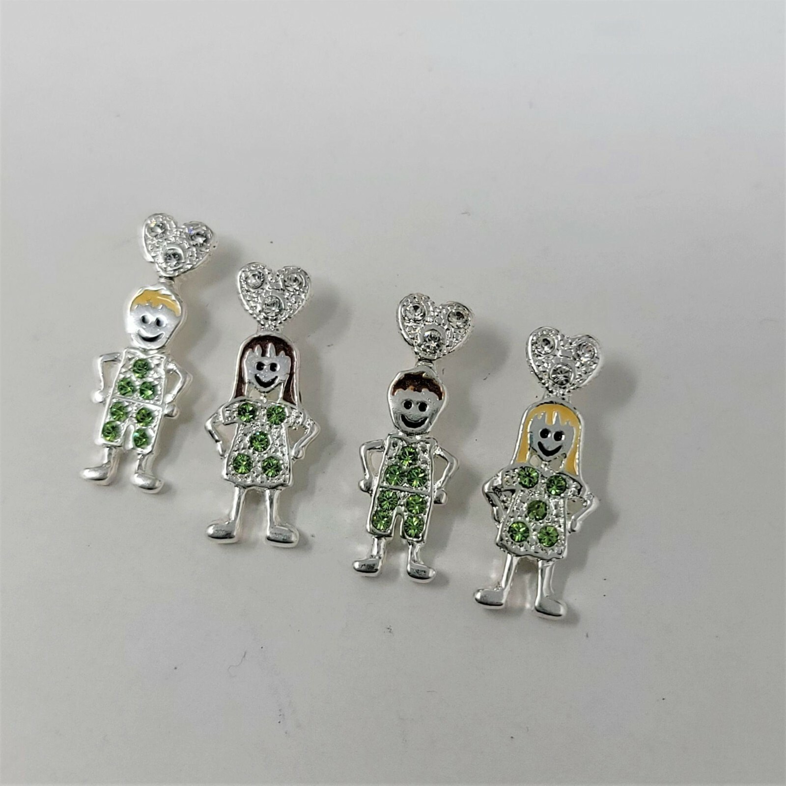 People Charms Pendants Rhinestone & Peridot Silver