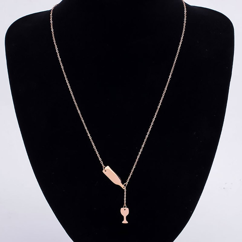 Beauty Lovers Gift Love Wine Cheers Cup Charm Necklace Dainty Kiss Love Necklace