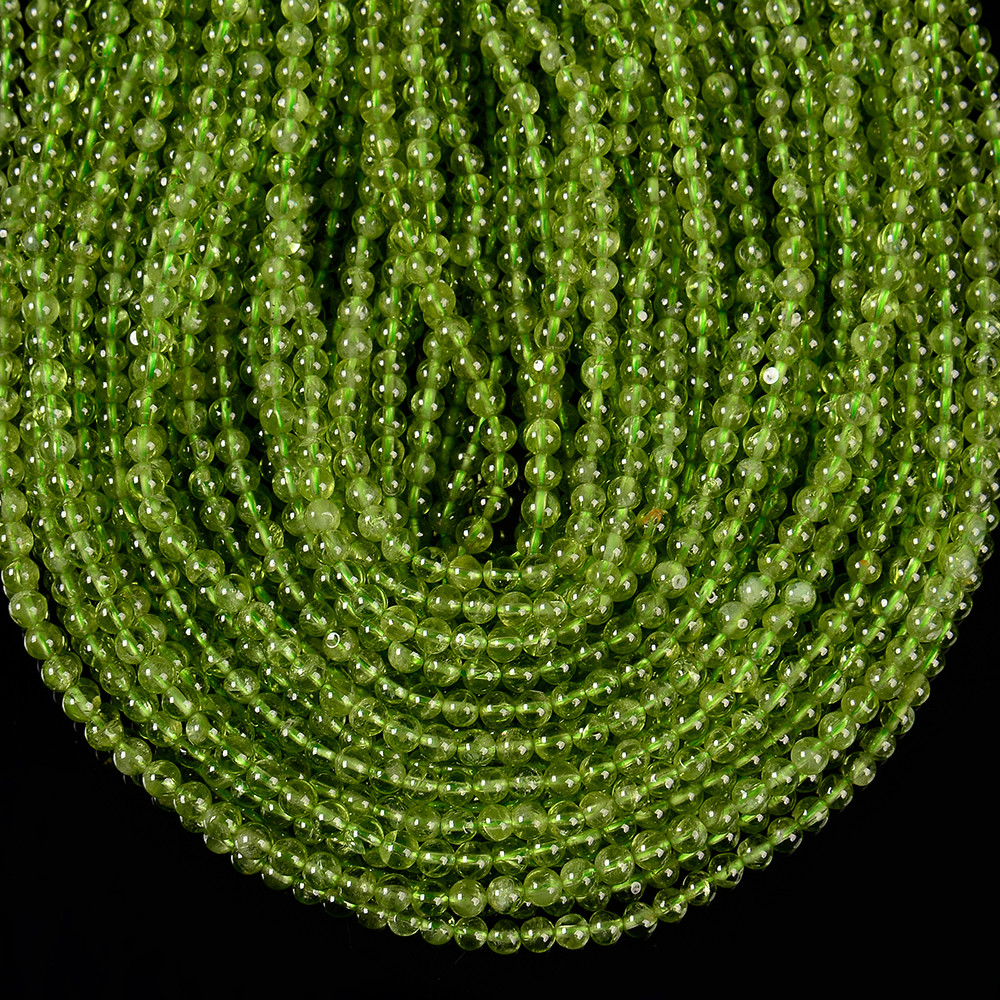 Natural Peridot Gemstone Grade AAA Round 4MM Loose Beads (D607)