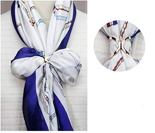 2 Pack Womens Fashion X-Shape Scarf Ring Buckle Ladies Girls Modern Simple Scarf