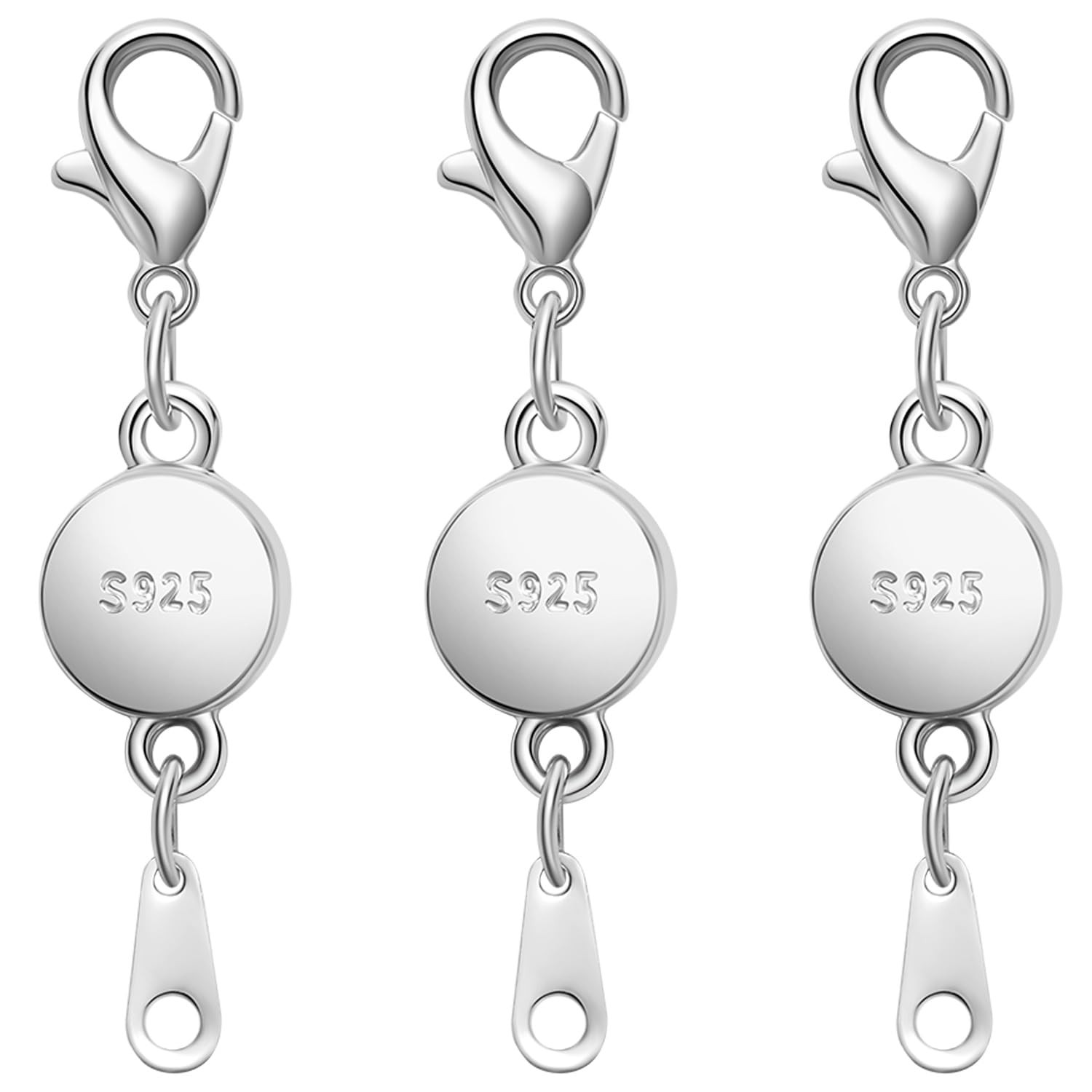 S925 Silver Magnetic Clasps, Round Necklace Closures and Findings, Gold Tone