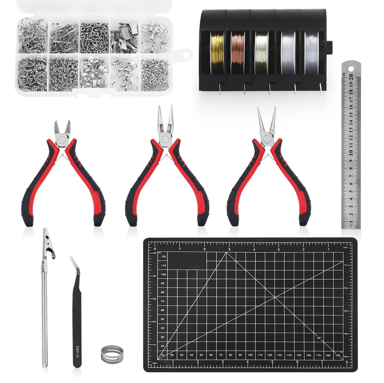 Jewelry Making Tools Set – Mini Pliers, Beading Wire & Bracelet Helper Kit