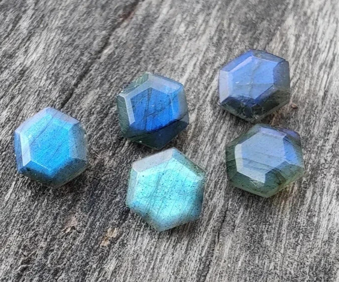 Wholesale Natural Labradorite Faceted Hexagon shape Loose Gemstone Lot Jewellery