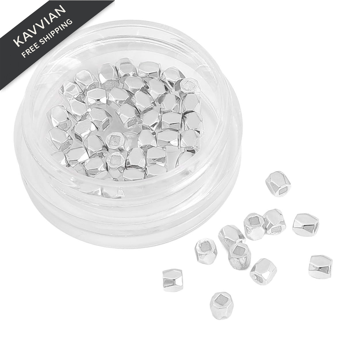 BEADIA Silver Plated Faceted Spacer Beads 2.5×2.5mm Faceted,
