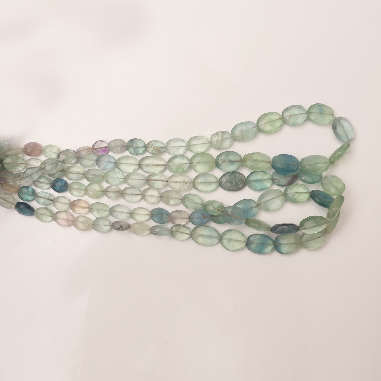 Natural Fluorite Beads 13 Inch Strand 7×10-11×15 MM Beads Faceted Oval Beads