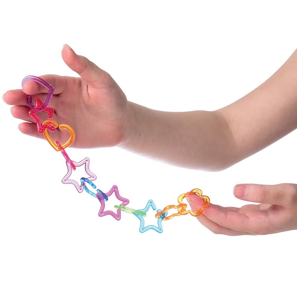 144pc Heart & Star Interlockers – Colorful Transparent Plastic Chain Links