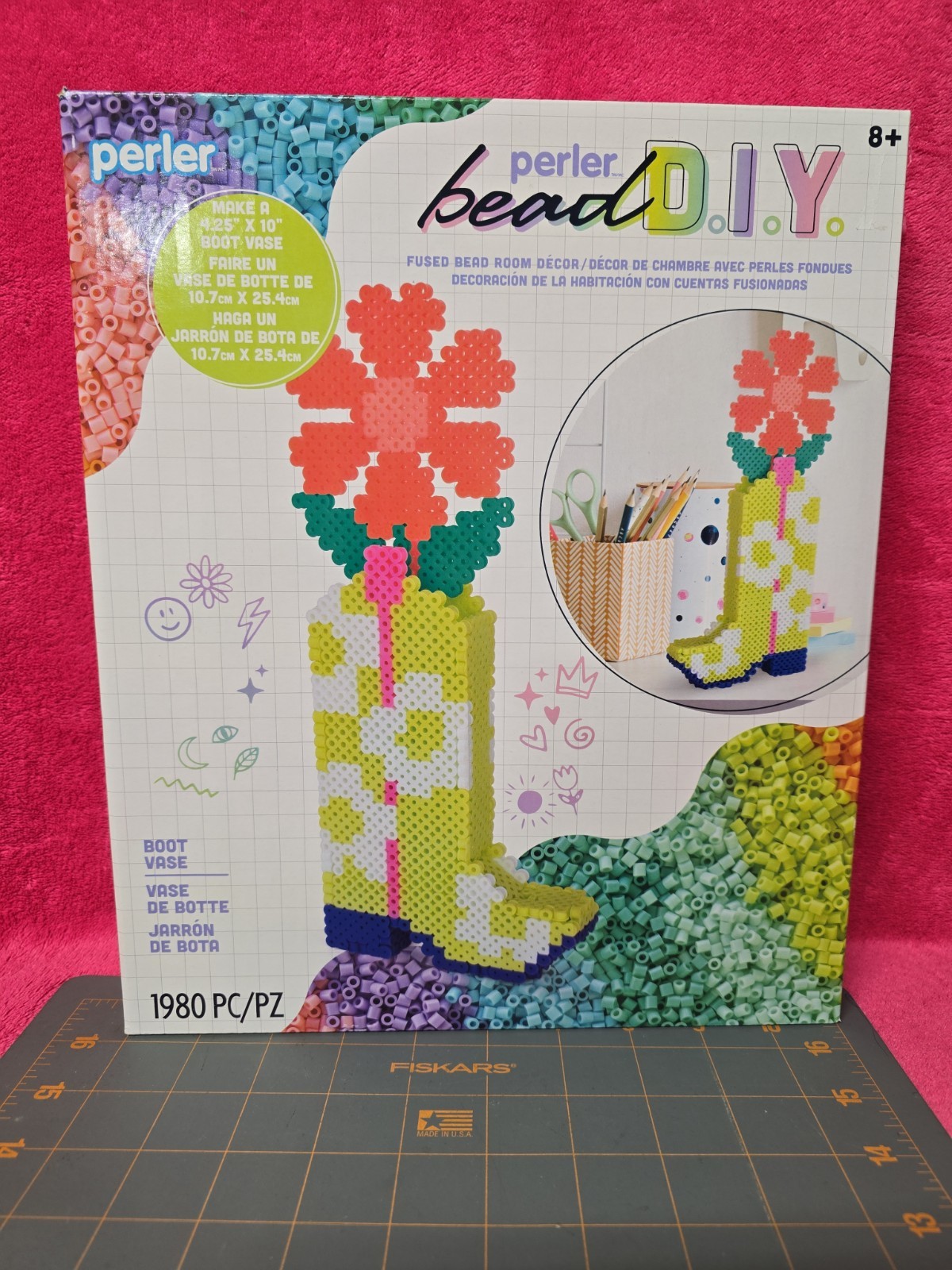Perler By Design Group Bead D.I.Y. Fused Bead Decor 4.25×10″ Boot Vase NIBS