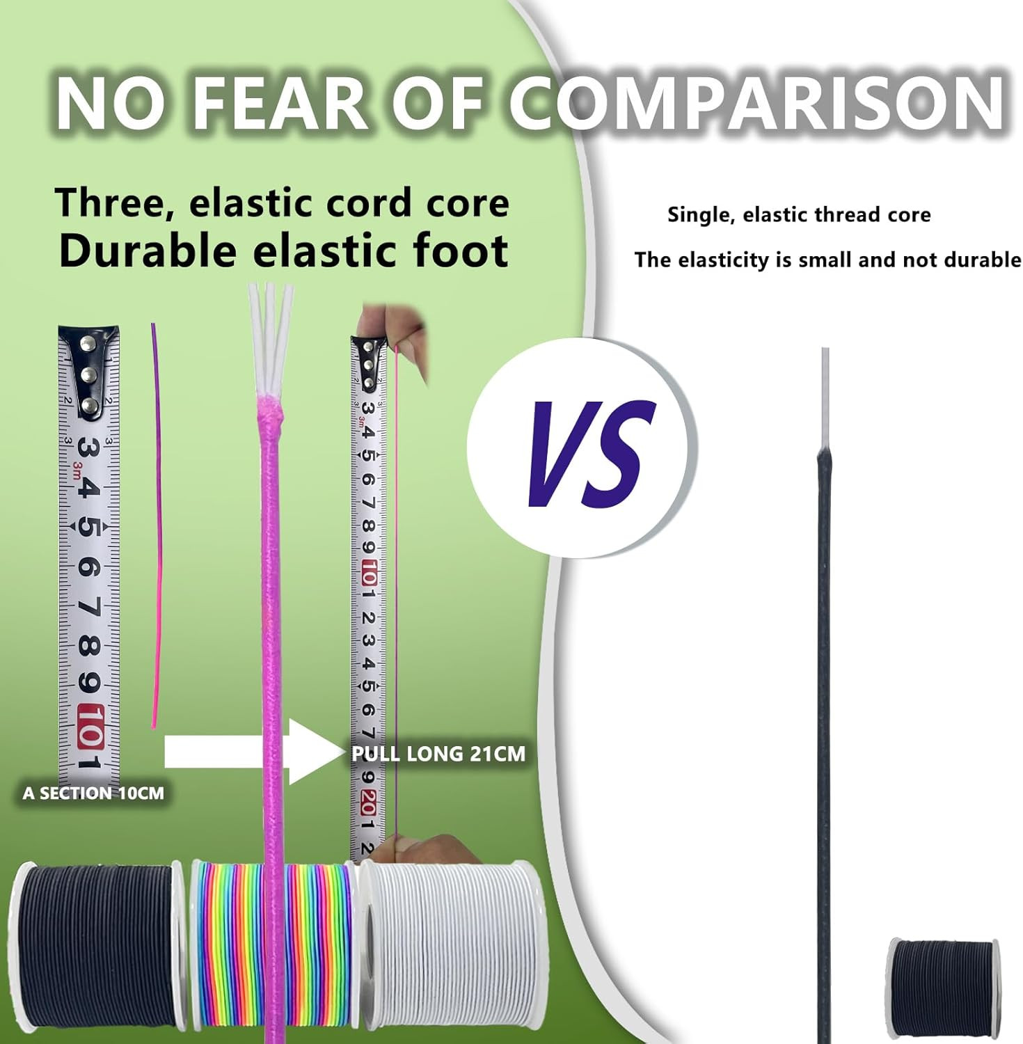 3 Rolls 1.0 mm 255 Feet Rainbow/White/Black Elastic Bracelet Stretchy String Cor