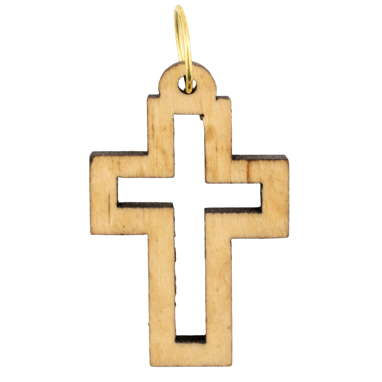 Olive Wood Pendant from Bethlehem Cutout Cross Middle East Brown