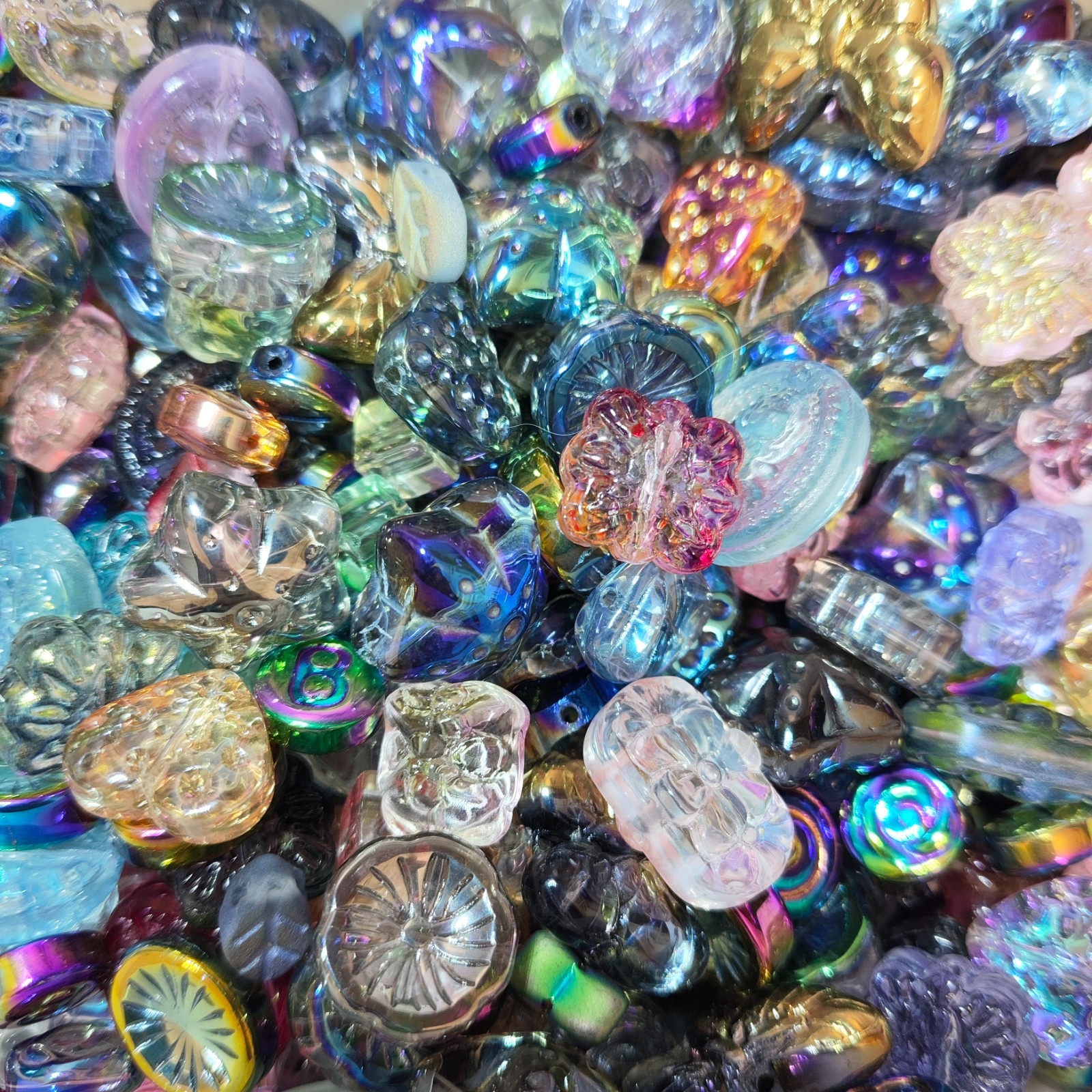100g Handmade Glass Beads Mixed Shapes for DIY Jewelry Sun Catcher Decor