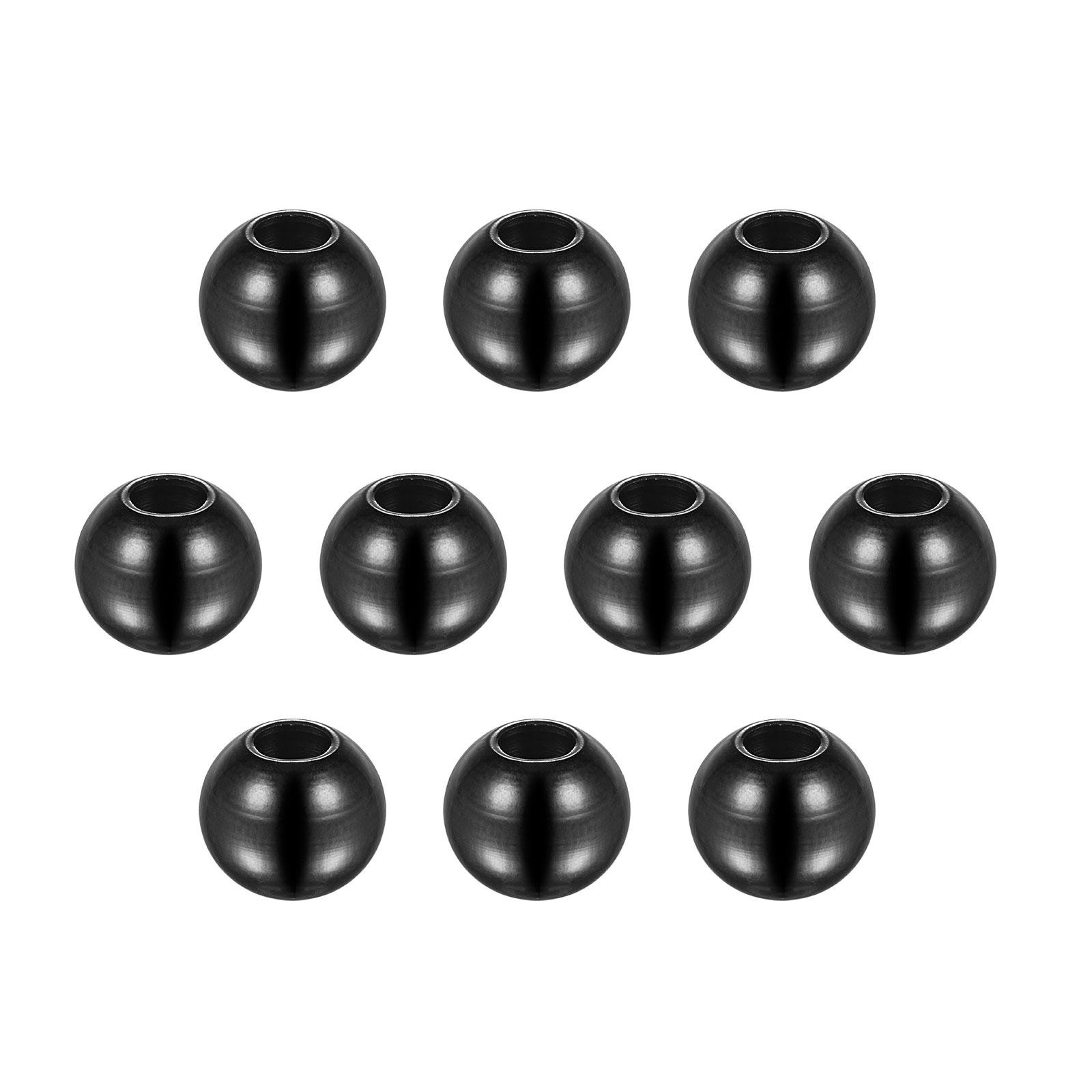 20pcs Beads 8mm Stainless Steel 3mm Hole Dia Bead for DIY Crafts Black