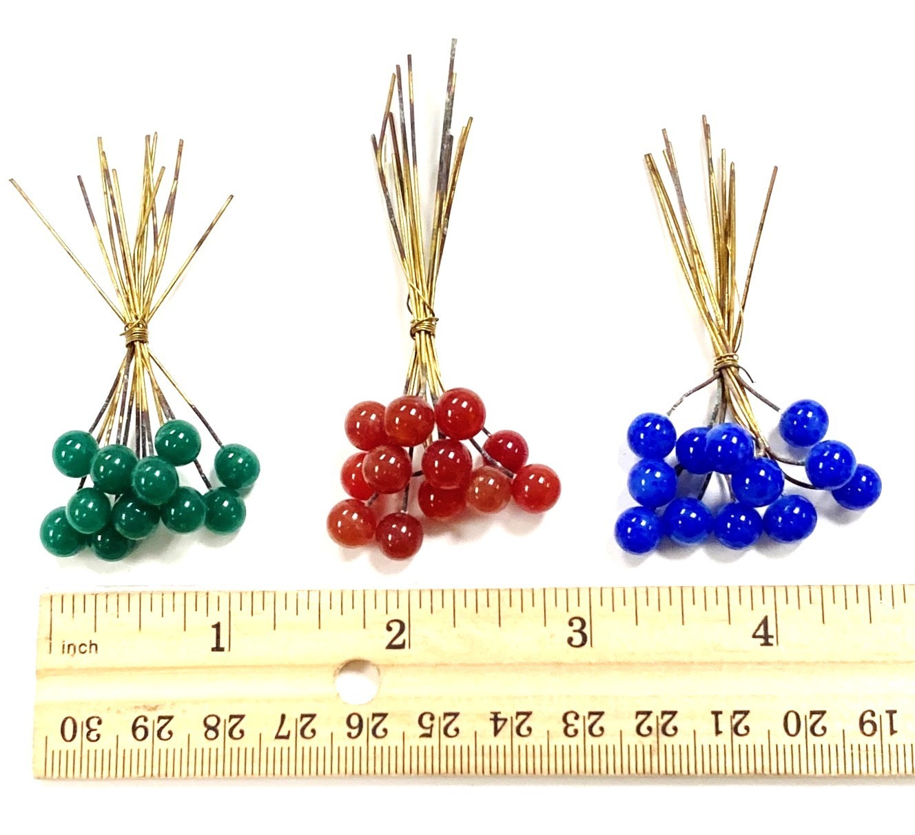 36 Vintage Japanese Glass Ball Assorted Color Bendable Wire Head Pins 4005N