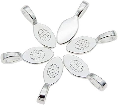 100pcs Silver Glue on Bail Charm Pendant Earring Bails for Glass Tile DIY Pendan