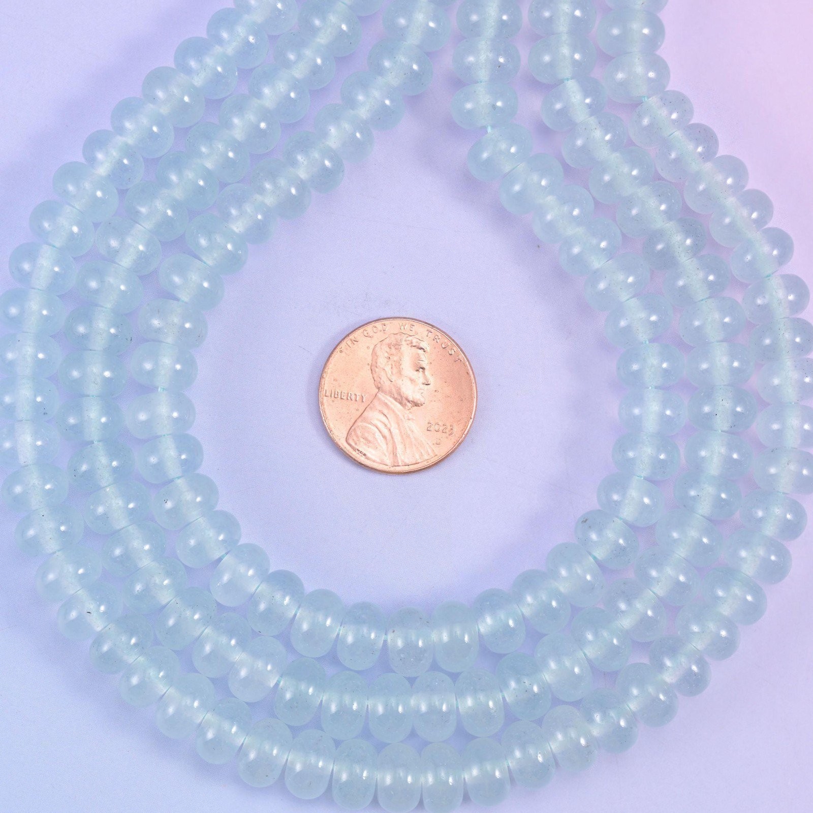Baby Blue Dyed Jade Smooth Rondelle Beads Jewelry Making Size 5x8mm 15″ Strand